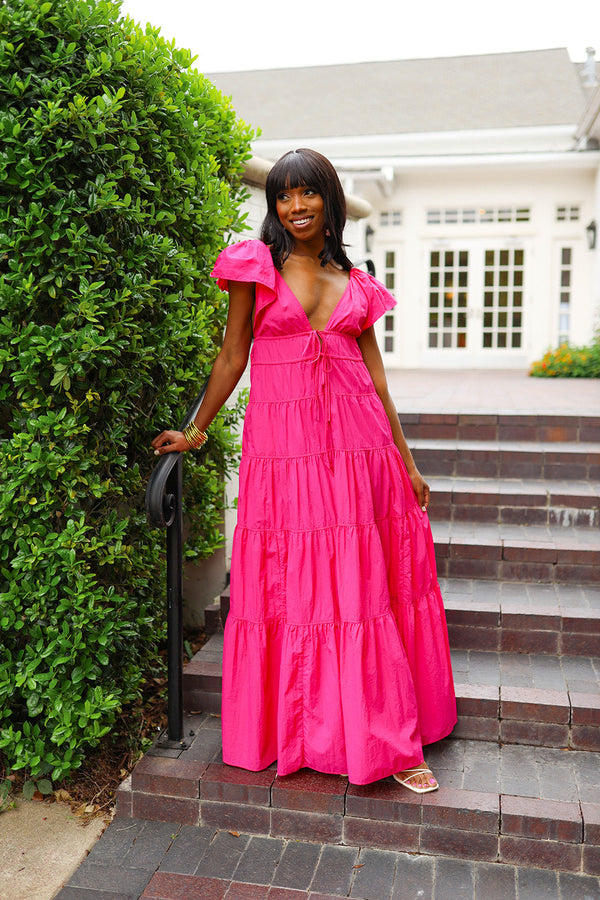 holland-tiered-maxi-dress-raspberry Buddy Love - Sophia's Style-Holland Tiered Maxi Dress - Raspberry-Red-XS-1